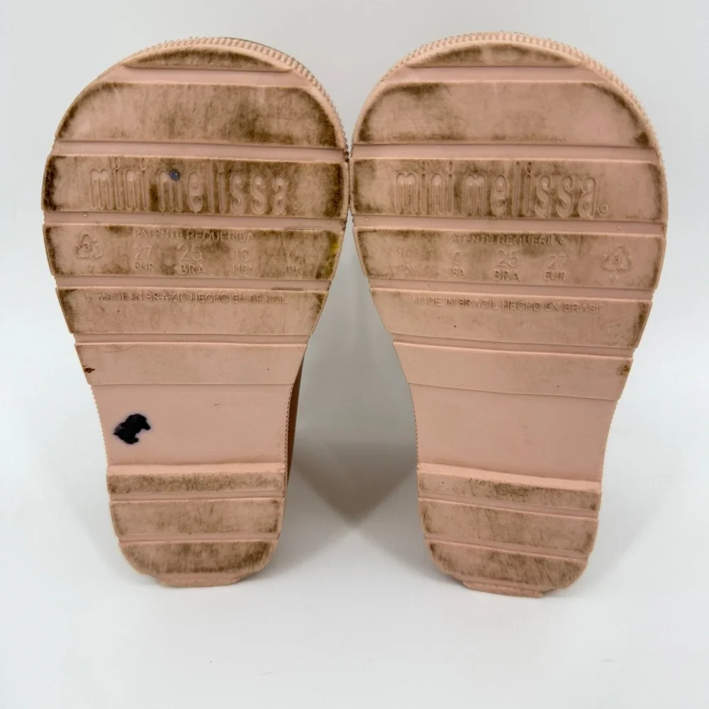 Mini Melissa‎ Girl's Sugar Rain Bow Boots Rose Gold Sz 10